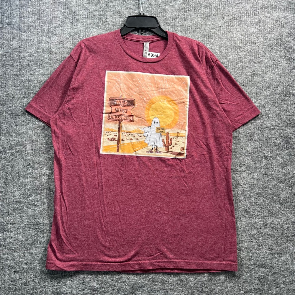 Next Level Apparel Wild West Halloween Ghost Graphic T-Shirt Maroon Mens XL